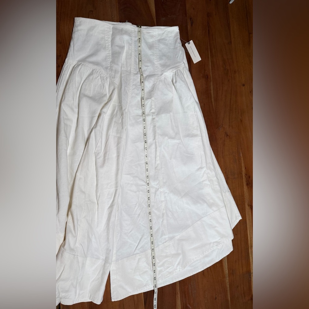 By Anthropologie White Linen Extended Waist Pants - Picture 7 of 11